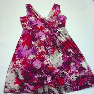 Ann Taylor Dress - Pink, Gray and Burgundy Knit Floral Dress